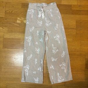 House of Harlow 1960 Floral Embroidery Linen Boho Coquette Wide Leg Pants S